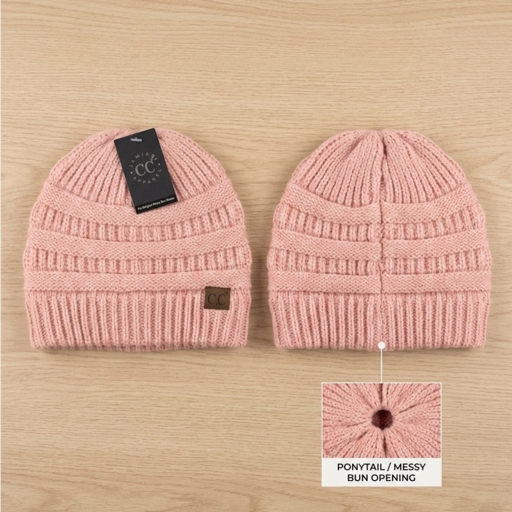 CHANEL Kids Blush Knit Beanie with Bun Opening